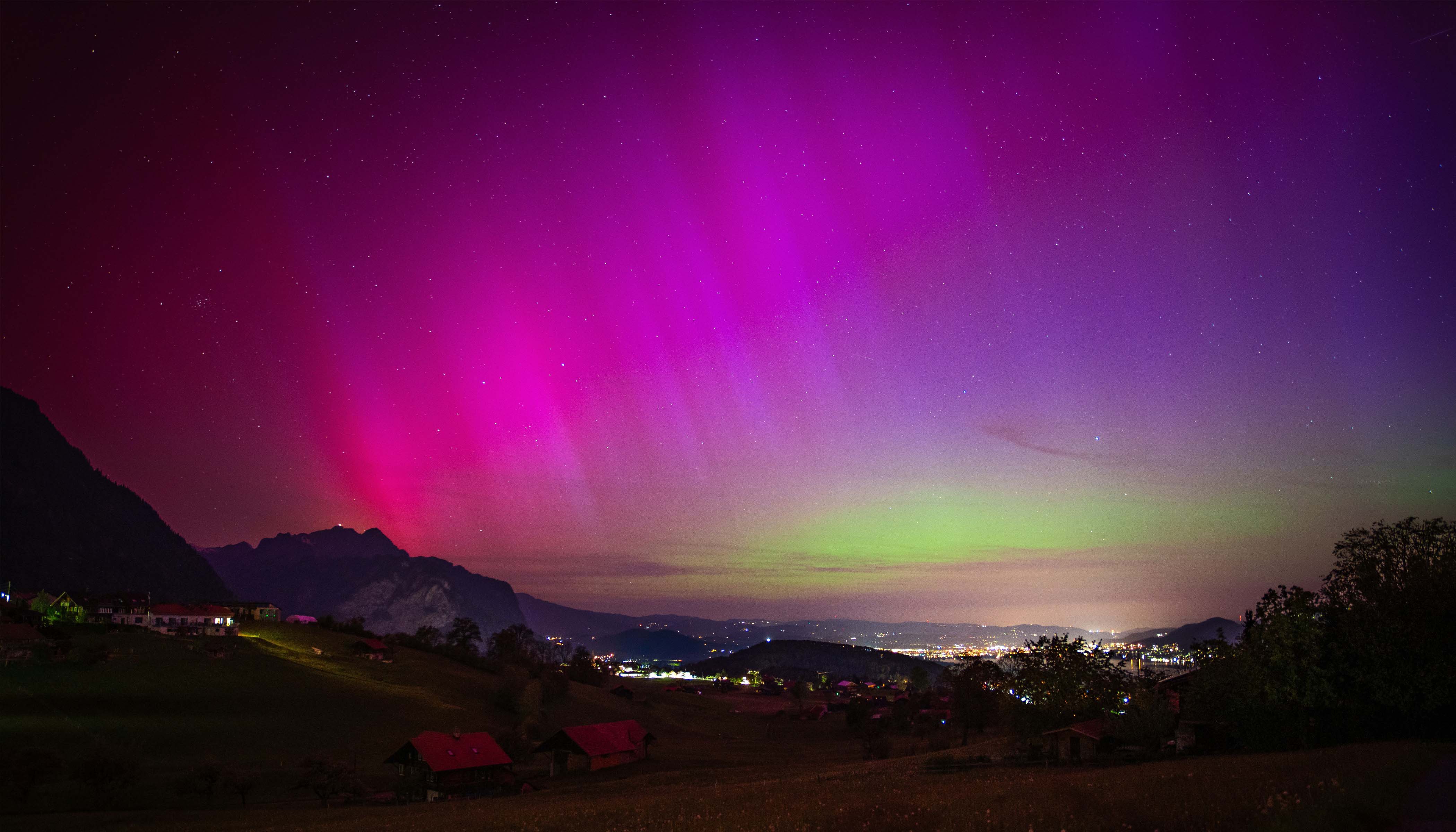Northern Lights Over the Swiss Alps